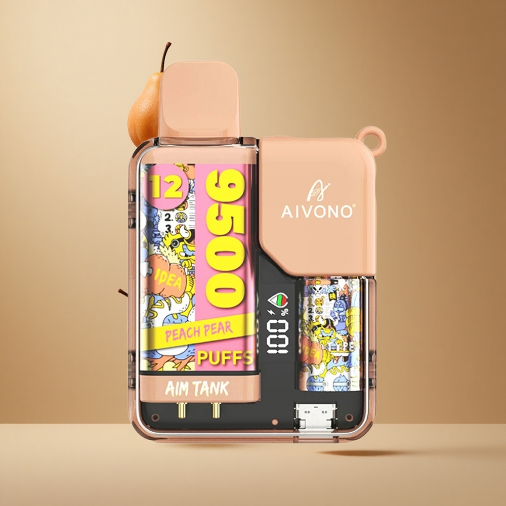 Aivono AIM-TANK 9500 Pufuri Pere Piersică 18ml Capacitate Lichid 1.2ohm Bobină Mesh Romania wholesale Aivono AIM-TANK 9500 Pufuri Pere Piersică 18ml Capacitate Lichid 1.2ohm Bobină Mesh Romania wholesale