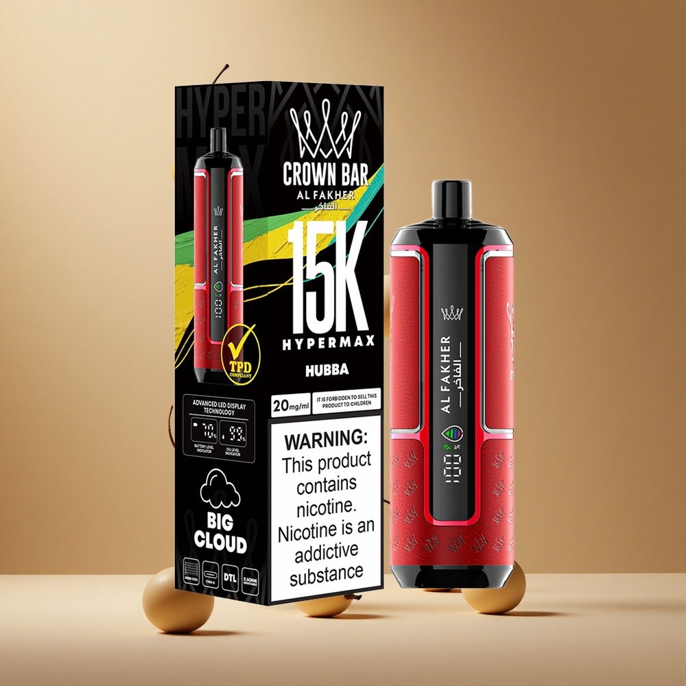 Al Fakher Crown Bar 15K Hypermax Vape de unică folosință Kit 22ml Capacitate E-Lichid 600mAh Baterie Hubba Romania wholesale