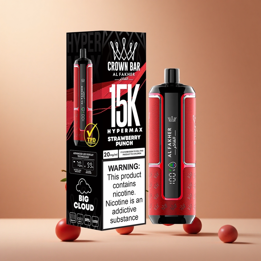 Al Fakher Crown Bar 15K Hypermax Vape de unică folosință Kit Capsa de Caisa 22ml 15000 de Pufuri Romania wholesale