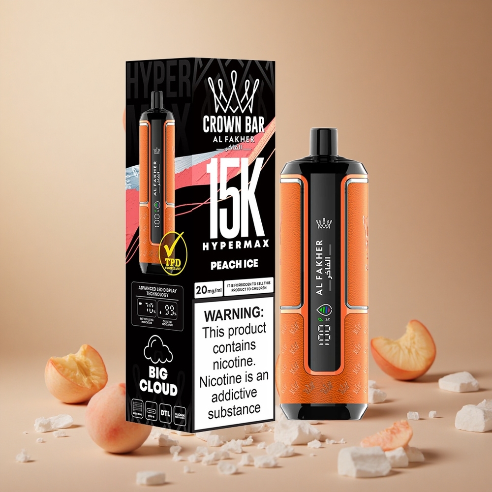 Al Fakher Crown Bar 15K Hypermax Vape de unică folosință Kit Capsune Înghețată Capacitate Lichid: 22ml Baterie: 600mAh Romania wholesale