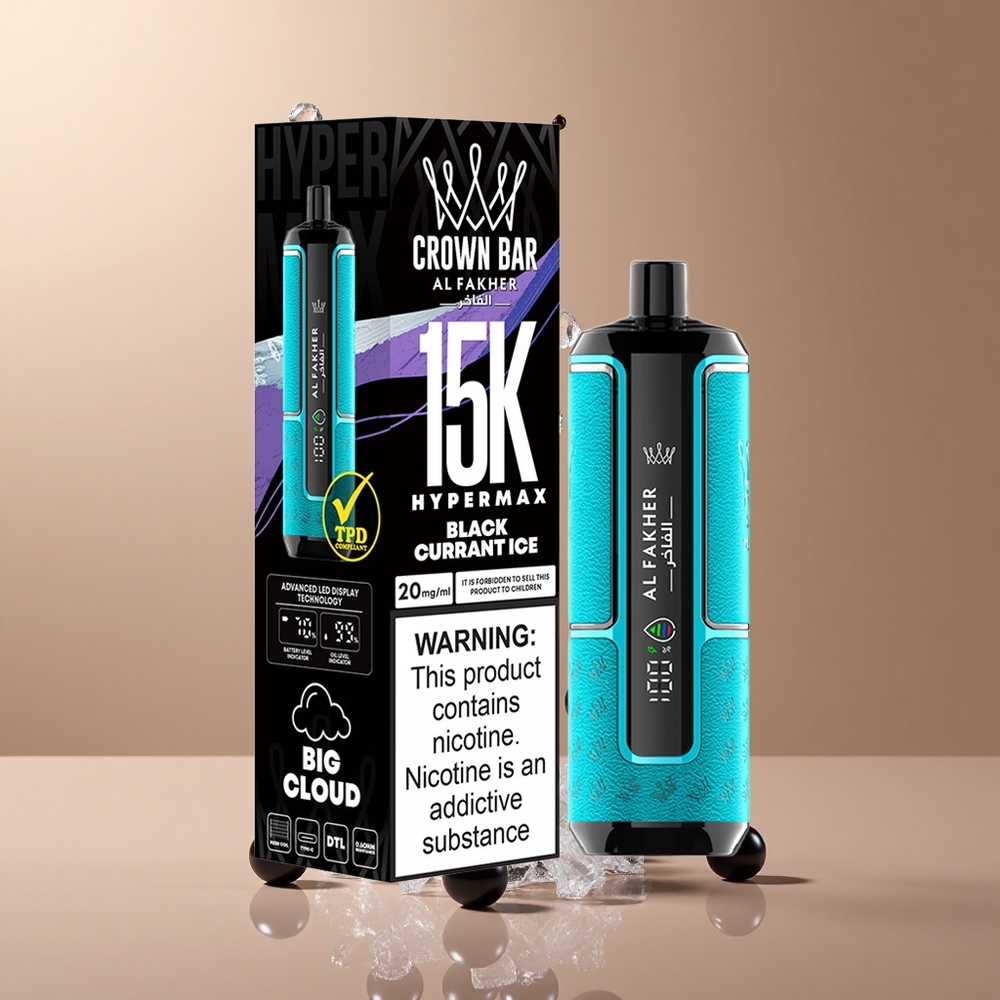 Al Fakher Crown Bar 15K Hypermax Vape de unică folosință Kit Zmeură Gheață 22ml 15000 Pufuri Romania wholesale