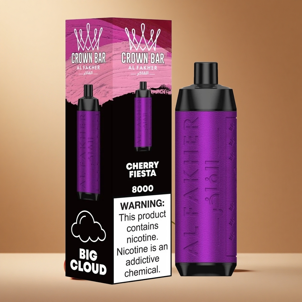 Al Fakher Crown Bar 8000 Cristal Vape de unică folosință Cireșe Fiesta 18ml Capacitate Lichid USB Type-c Încărcare Romania wholesale
