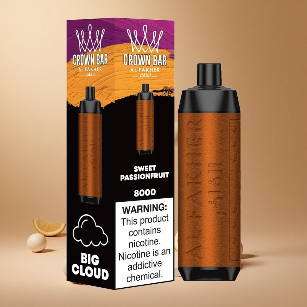 Al Fakher Crown Bar 8000 Cristal Vape de unică folosință Pasțiune Dulce 600mAh Baterie 18ml Lichid Romania wholesale