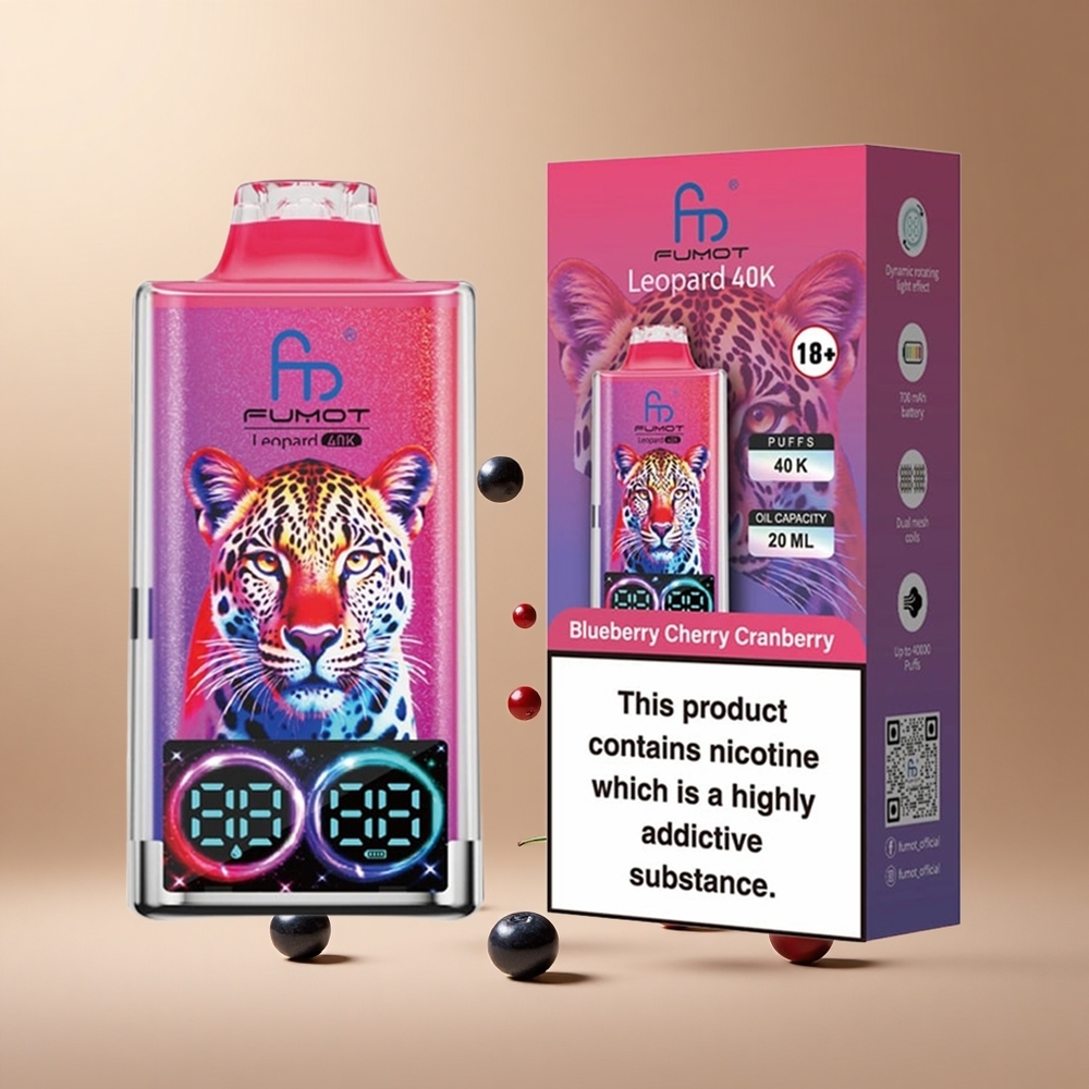 Fumot Leopard 40K Pufuri Afine Cireșe Coacăze cu Baterie 700mAh și Încărcare Type-C Romania wholesale