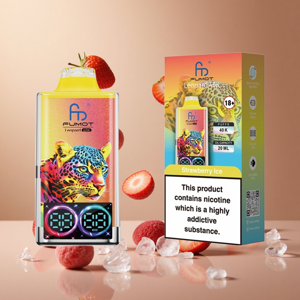Fumot Leopard 40K Pufuri Dispozabil Vape Capsuni Gheata cu 700mAh Baterie si Dual Mesh Romania wholesale