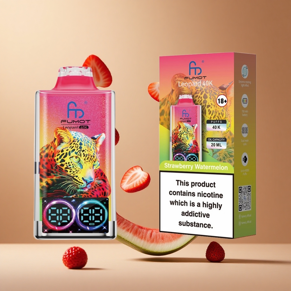 Fumot Leopard 40K Pufuri Vape de unică folosință Capsuni Pepene Verde 700mAh Baterie Dual Mesh Romania wholesale