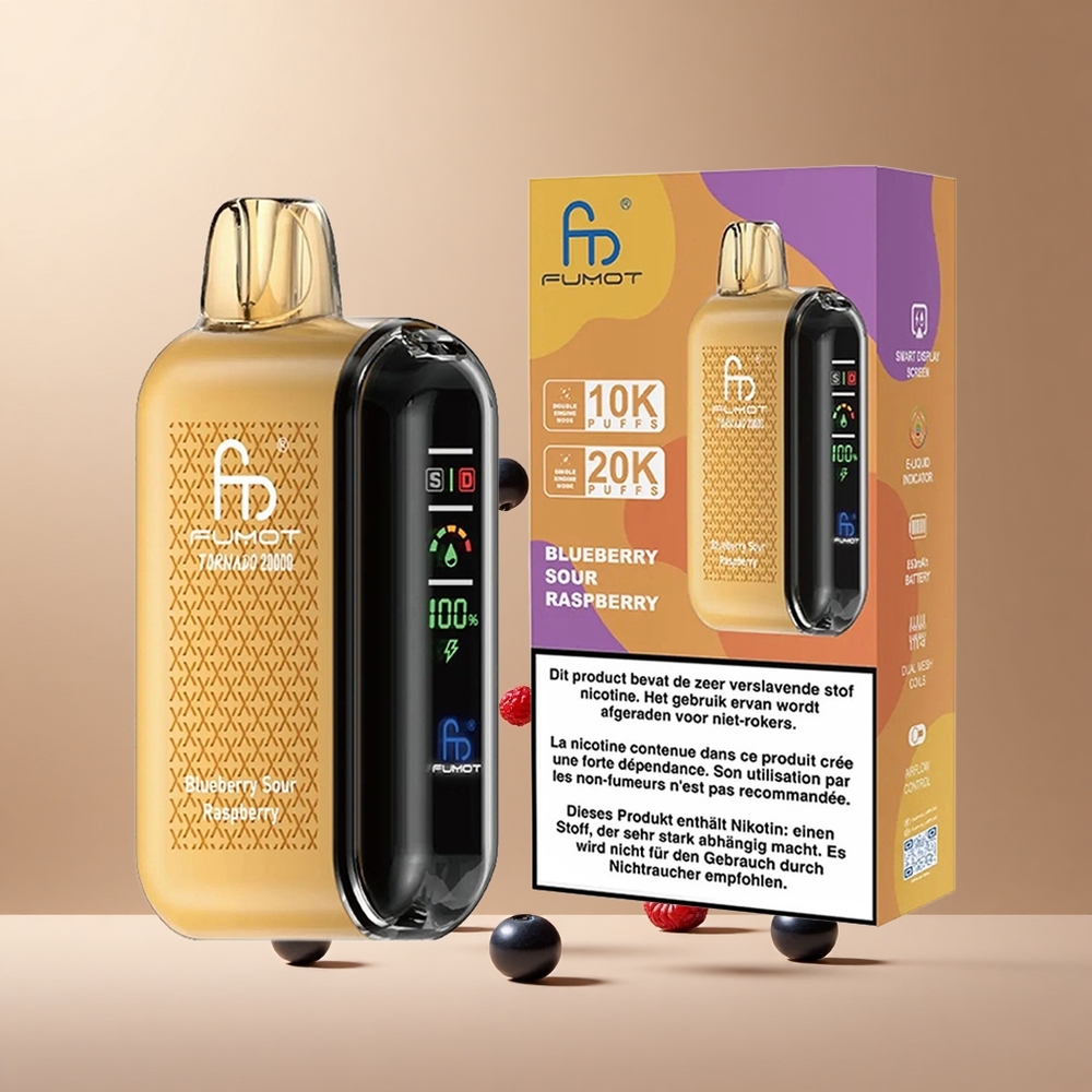 Fumot Tornado 20000 Pufuri Afine acrisoare Zmeură cu Capacitate 20ml și Baterie Reîncărcabilă 850mAh Romania wholesale