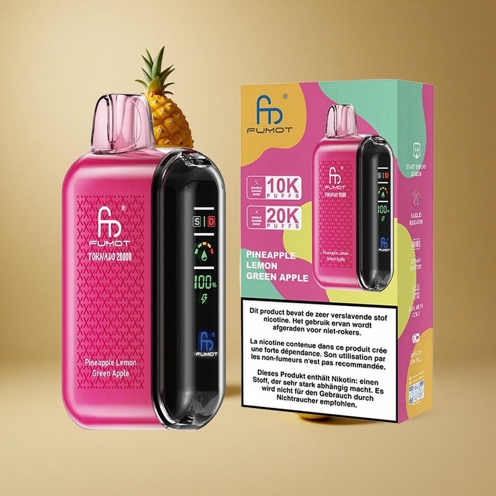 Fumot Tornado 20000 Pufuri Ananas Lămâie Măr Verde 20ml Capacitate E-lichid 2% Nicotina Romania wholesale