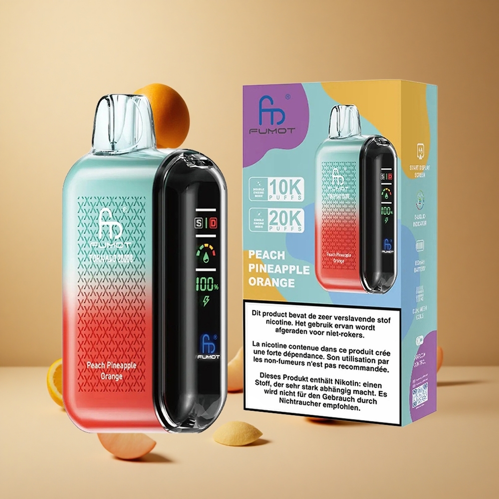 Fumot Tornado 20000 Pufuri Ananas Piersică Portocală Capacitate 20ml Baterie Reîncărcabilă 850mAh Romania wholesale