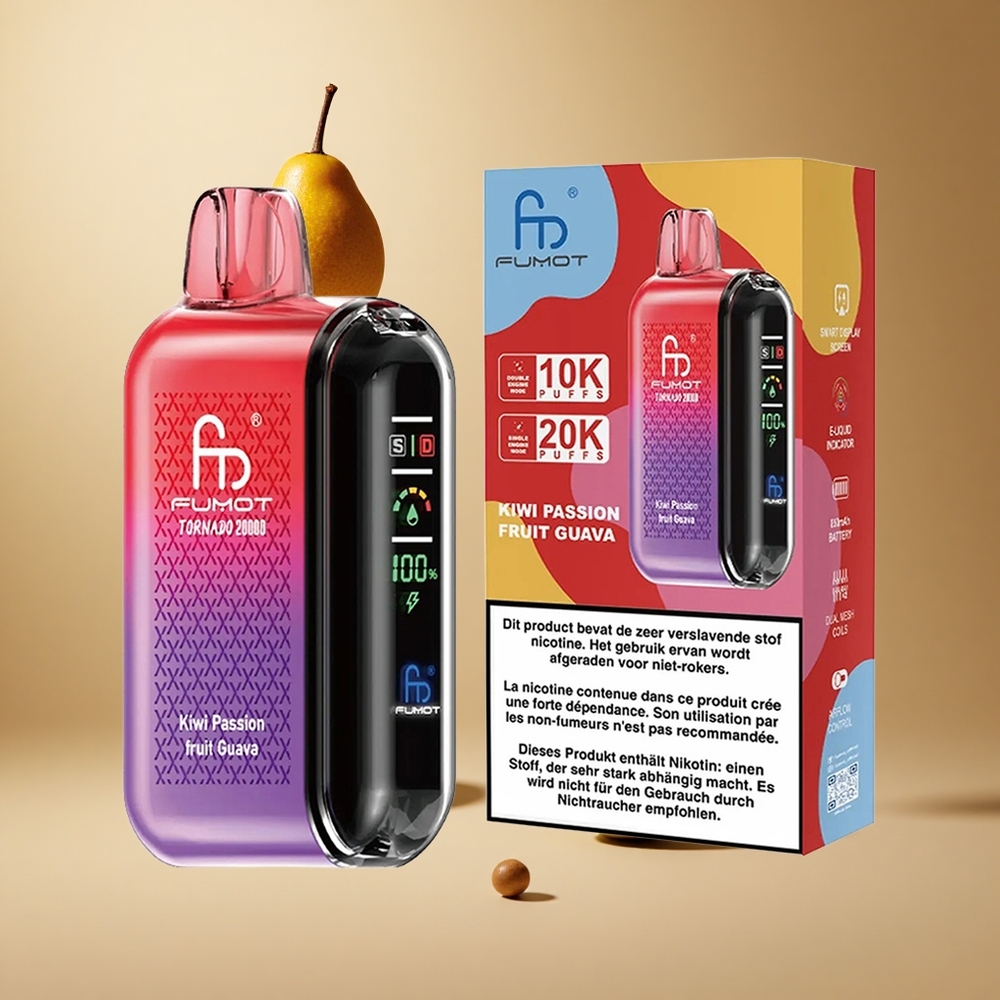 Fumot Tornado 20000 Pufuri Kiwi Fructul Pasiei Guava Dual Bobina Mesh 20ml Capacitate E-lichid Romania wholesale