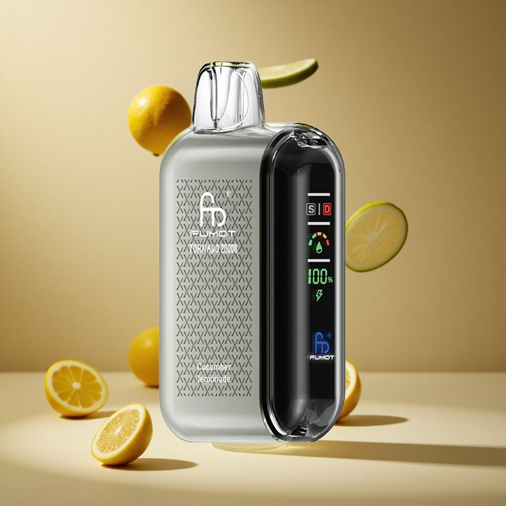 Fumot Tornado 20000 Pufuri Vape de unică folosință Castravete Limonadă Capacitate E-lichid 20ml Baterie Reîncărcabilă 850mAh Romania wholesale