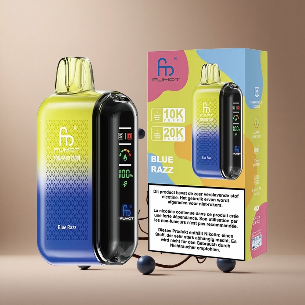 Fumot Tornado 20000 Pufuri Zmeura Albastră Dual Mesh Coil 20ml Capacitate Lichid Romania wholesale