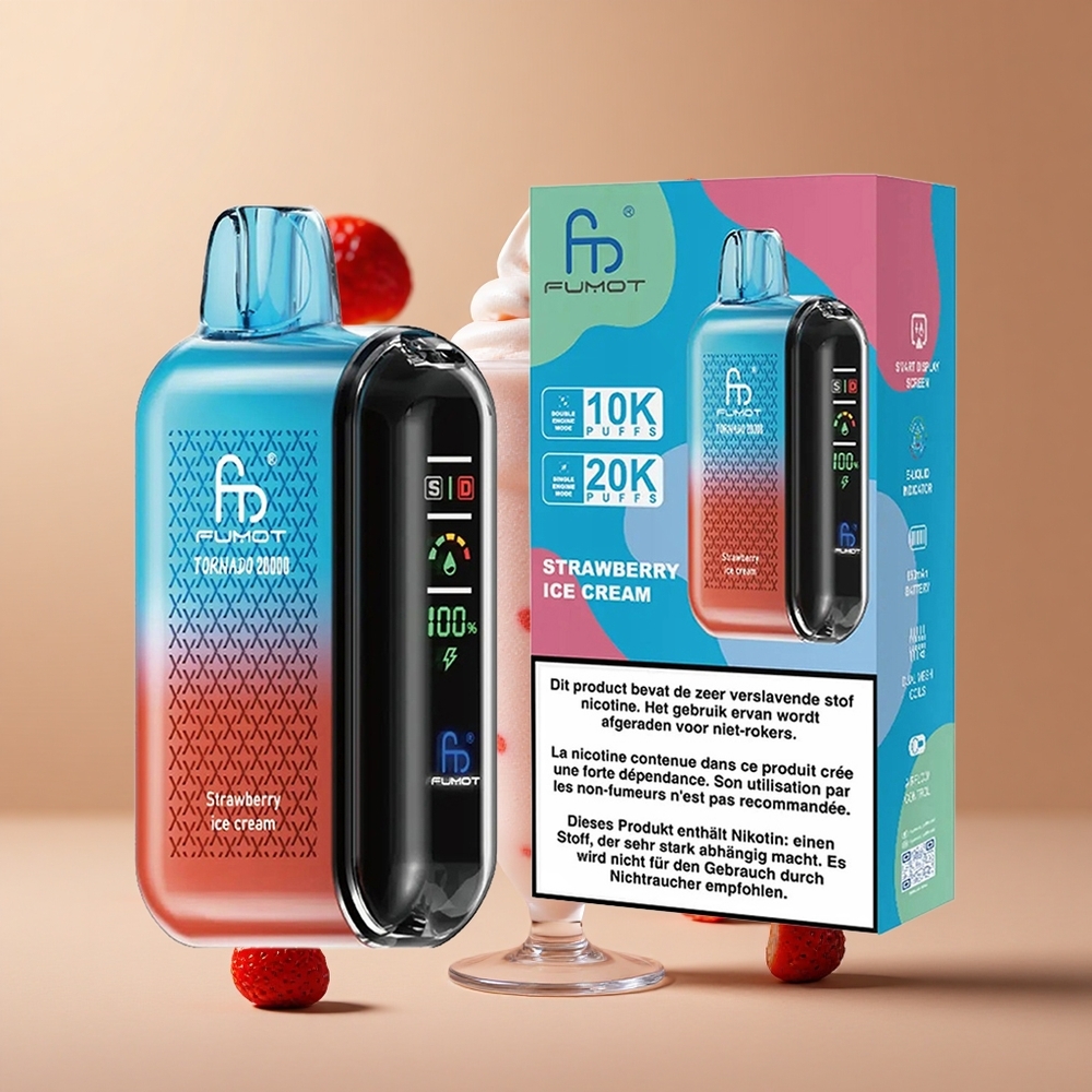 Fumot Tornado 20000 Pufuri Înghețată cu Căpșuni 20ml Capacitate E-lichid 850mAh Baterie Reîncărcabilă Romania wholesale