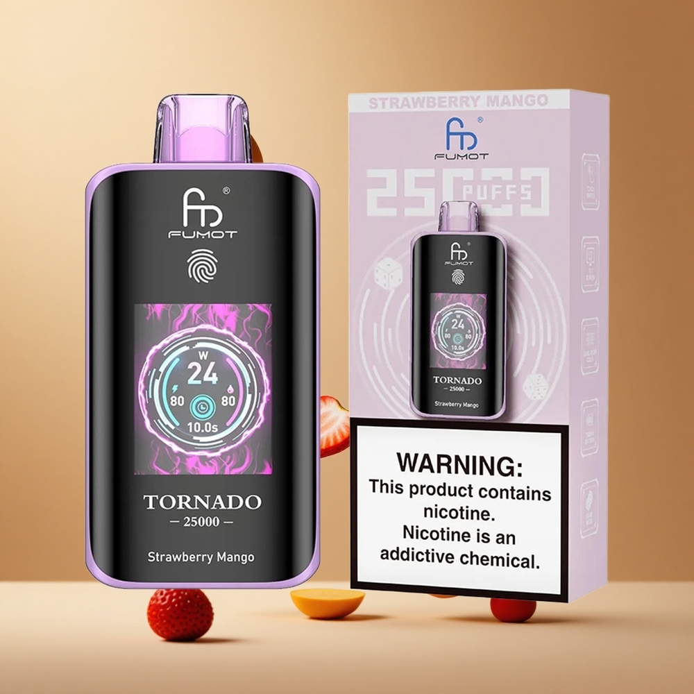 Fumot Tornado 25000 Pufuri Capsuni Mango Ecran HD Baterie 700mAh Reîncărcabilă Romania wholesale
