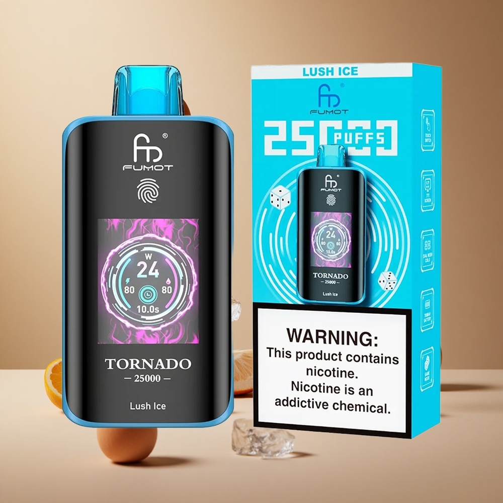 Fumot Tornado 25000 Pufuri Gheață Luxuriantă cu Ecran HD și Baterie Reîncărcabilă 700mAh Romania wholesale