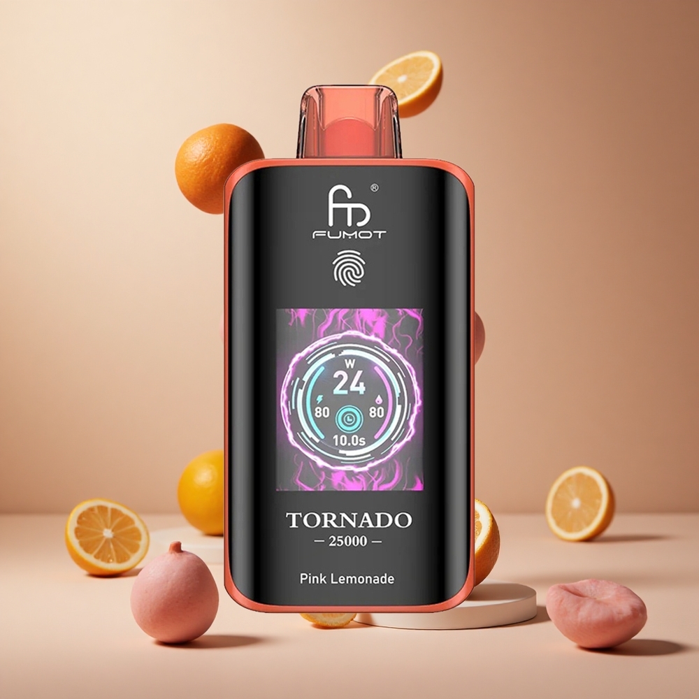 Fumot Tornado 25000 Pufuri Lămâie Rozată cu Ecran HD și Baterie Reîncărcabilă 700mAh Romania wholesale