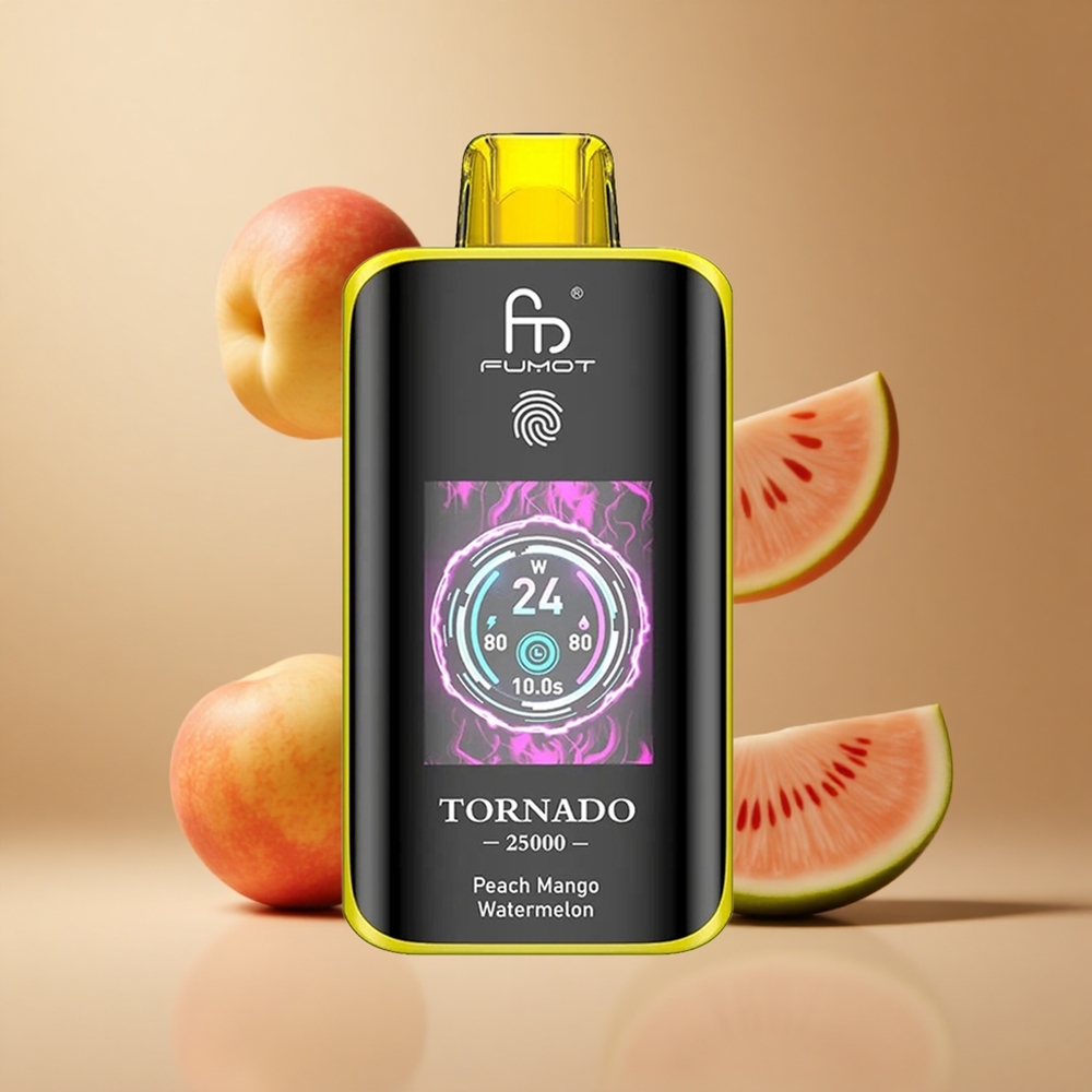 Fumot Tornado 25000 Pufuri Piersică Mango Pepene Verde HD Ecran 700mAh Baterie Reîncărcabilă Romania wholesale