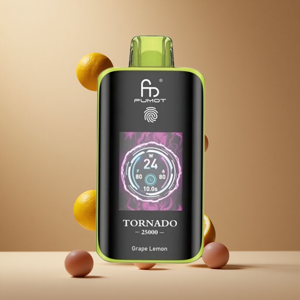 Fumot Tornado 25000 Pufuri Struguri Lămâie Ecran HD Baterie 700mAh Reîncărcabilă Romania wholesale