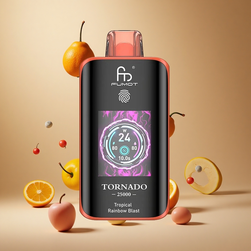 Fumot Tornado 25000 Pufuri Tropical Arcada Curcubeu Ecran HD Baterie Reîncărcabilă 700mAh Romania wholesale