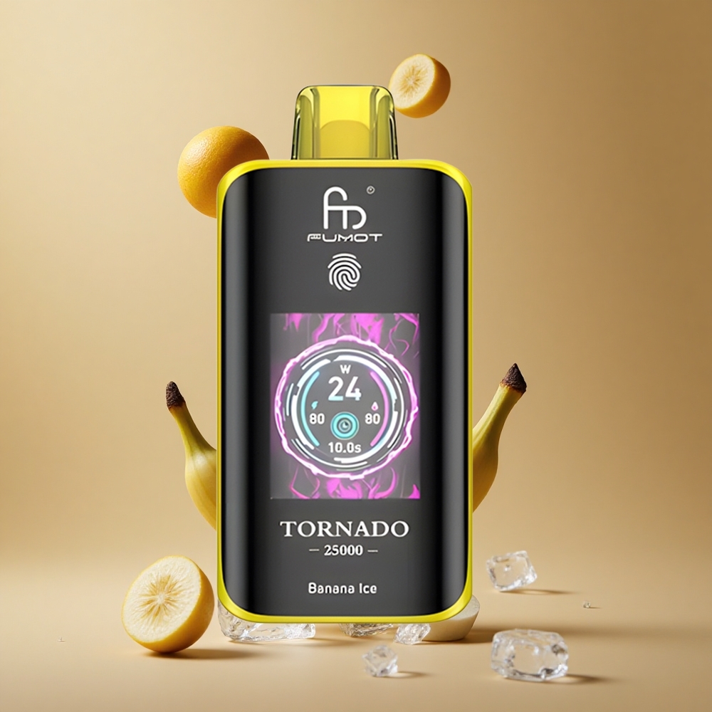 Fumot Tornado 25000 de Pufuri Banana Înghețată cu Ecran HD și Baterie Reîncărcabilă 700mAh Romania wholesale Fumot Tornado 25000 de Pufuri Banana Înghețată cu Ecran HD și Baterie Reîncărcabilă 700mAh Romania wholesale