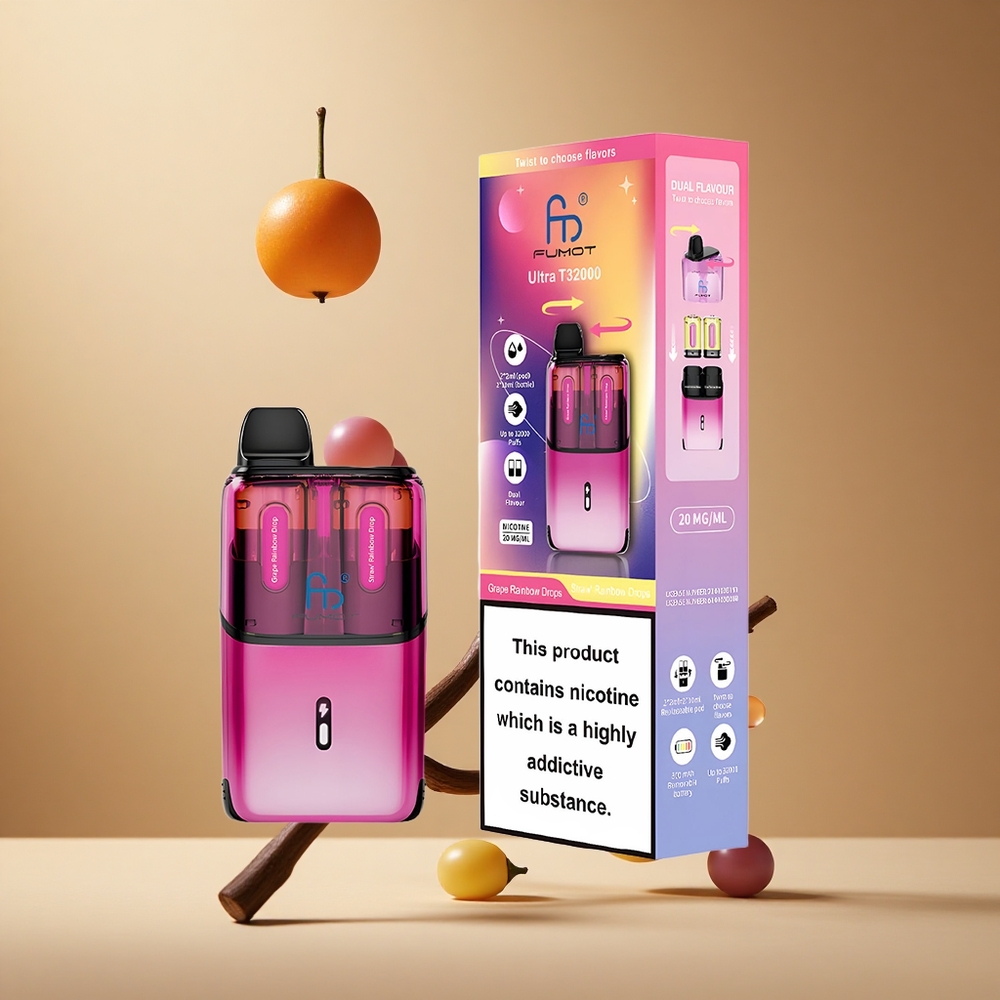 Fumot Ultra T32000 32000 de Pufuri Capsule de Struguri Curcubeu și Căpșuni Curcubeu Baterie 800mAh Romania wholesale