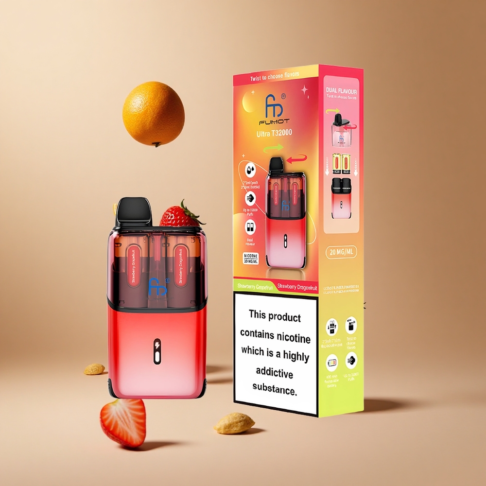 Fumot Ultra T32000 Până la 32000 de Pufuri Capsuni Grapefruit - Capsuni Dragonfruit (800mAh Baterie) Romania wholesale