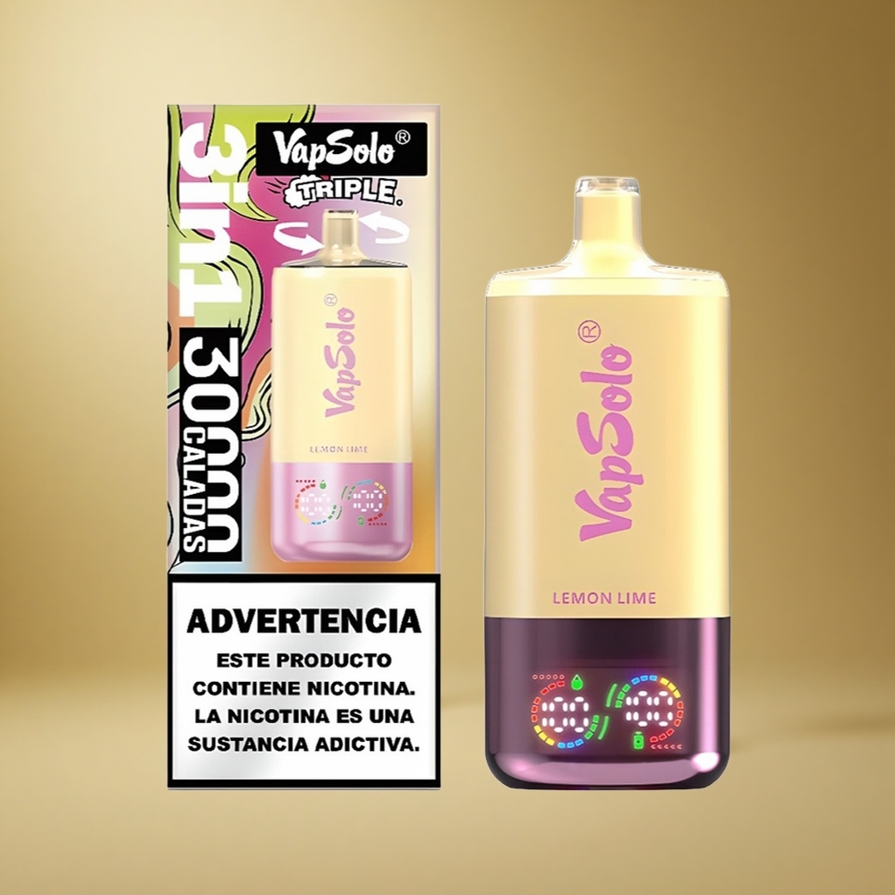 VapSolo Triple 30000 Pufuri Aromă Lămâie Lime Lichid 40ml Port Type-C Romania wholesale