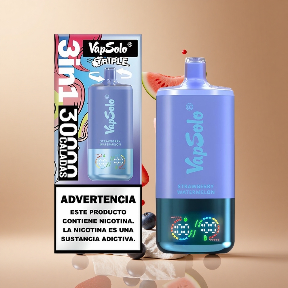 VapSolo Triple 30000 Pufuri Capsuni Pepene Verde & Afine Gheață 40ml Lichid Nicotină 20 mg/ml & 50 mg/ml Romania wholesale