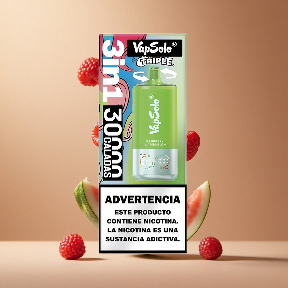 VapSolo Triple 30000 Pufuri Capsuni Zmeura 40ml Port Type-C Romania wholesale