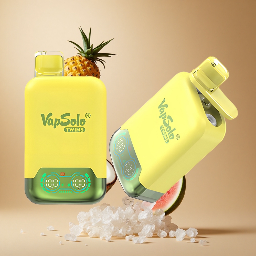 Vapsolo Twins 20000 Pufuri Ananas Nuca de Cocos & Pepene Gheata Lichid: 40 ml Port de Incarcare: Type-C Romania wholesale Vapsolo Twins 20000 Pufuri Ananas Nuca de Cocos & Pepene Gheata Lichid: 40 ml Port de Incarcare: Type-C Romania wholesale