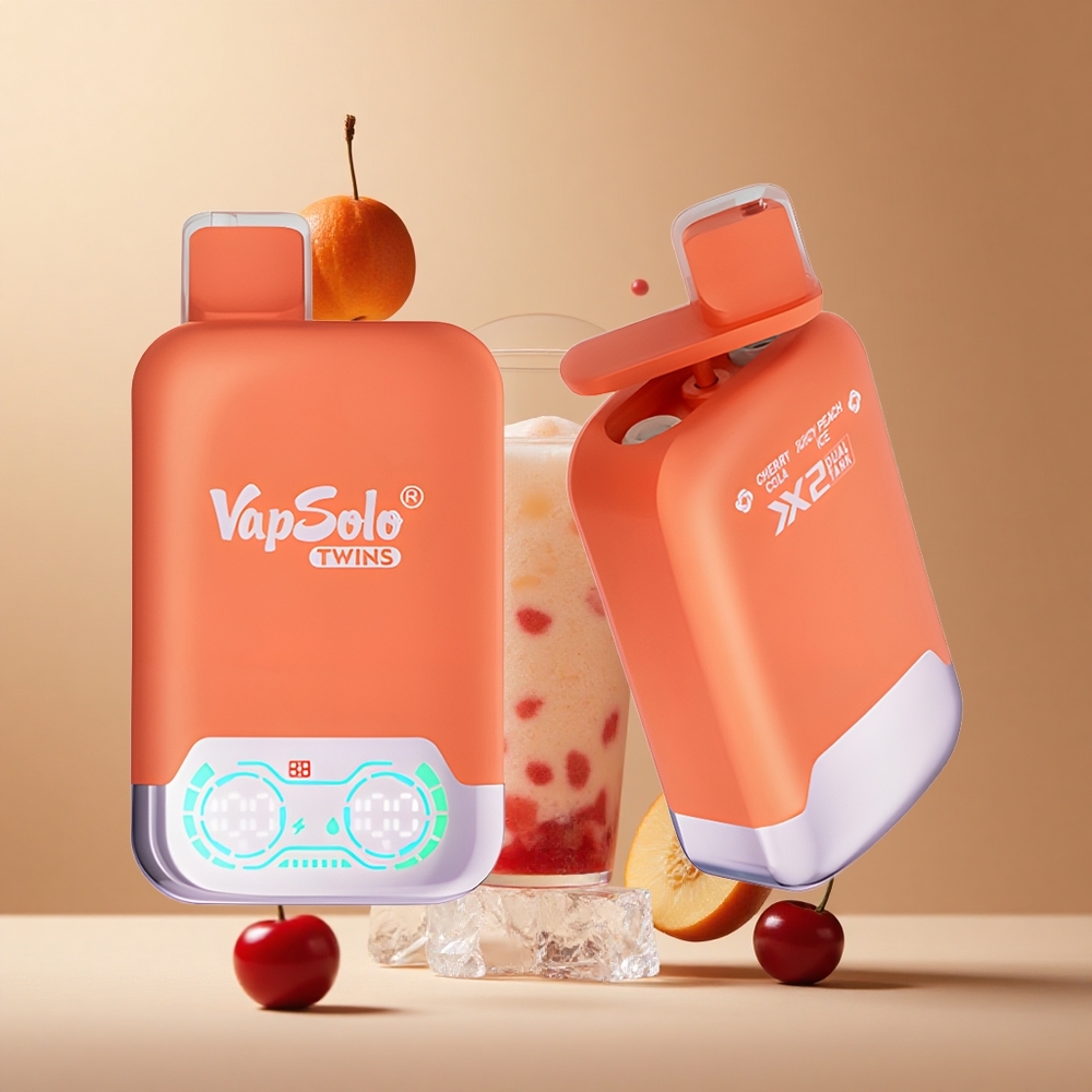 Vapsolo Twins 20000 Pufuri Aroma Visină Cola & Piersică Zguduitoare Gheață Port Încărcare Tip-C Lichid Electronic 40 ml Romania wholesale Vapsolo Twins 20000 Pufuri Aroma Visină Cola & Piersică Zguduitoare Gheață Port Încărcare Tip-C Lichid Electronic 40 ml Romania wholesale