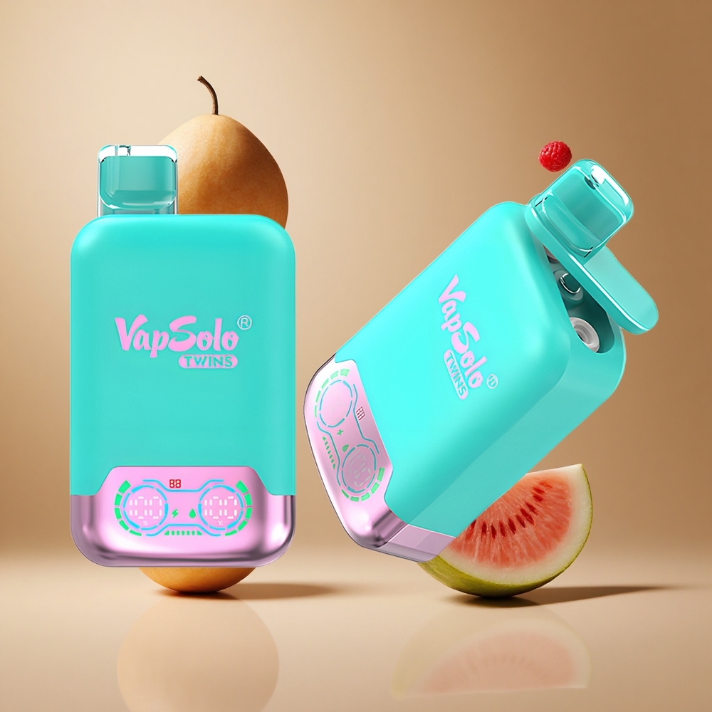 Vapsolo Twins 20000 Pufuri Triple Pepene & Zmeură Pepene Verde Port de Încărcare Type-C & Lichid 40 ml Romania wholesale