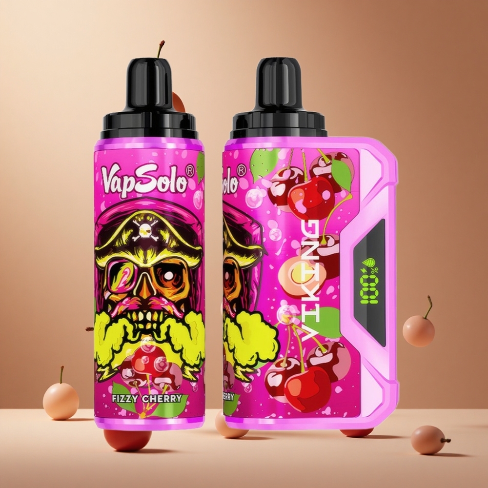 VapSolo VIKING 12000 Pufuri Vape de unică folosință Cireșă Fizzy 22ml LED Display Romania wholesale
