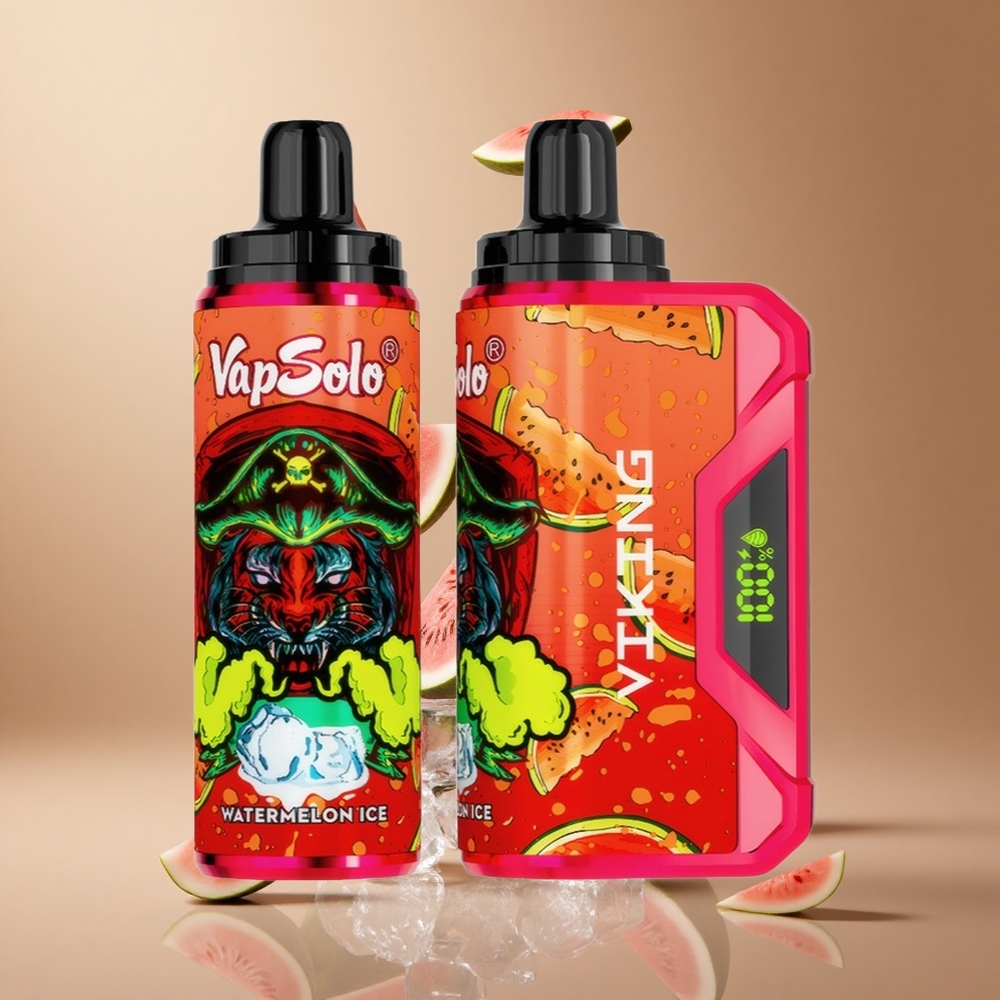 VapSolo VIKING 12000 Pufuri Vape de unică folosință Gheață de Pepene Verde 22ml Afișaj LED Romania wholesale