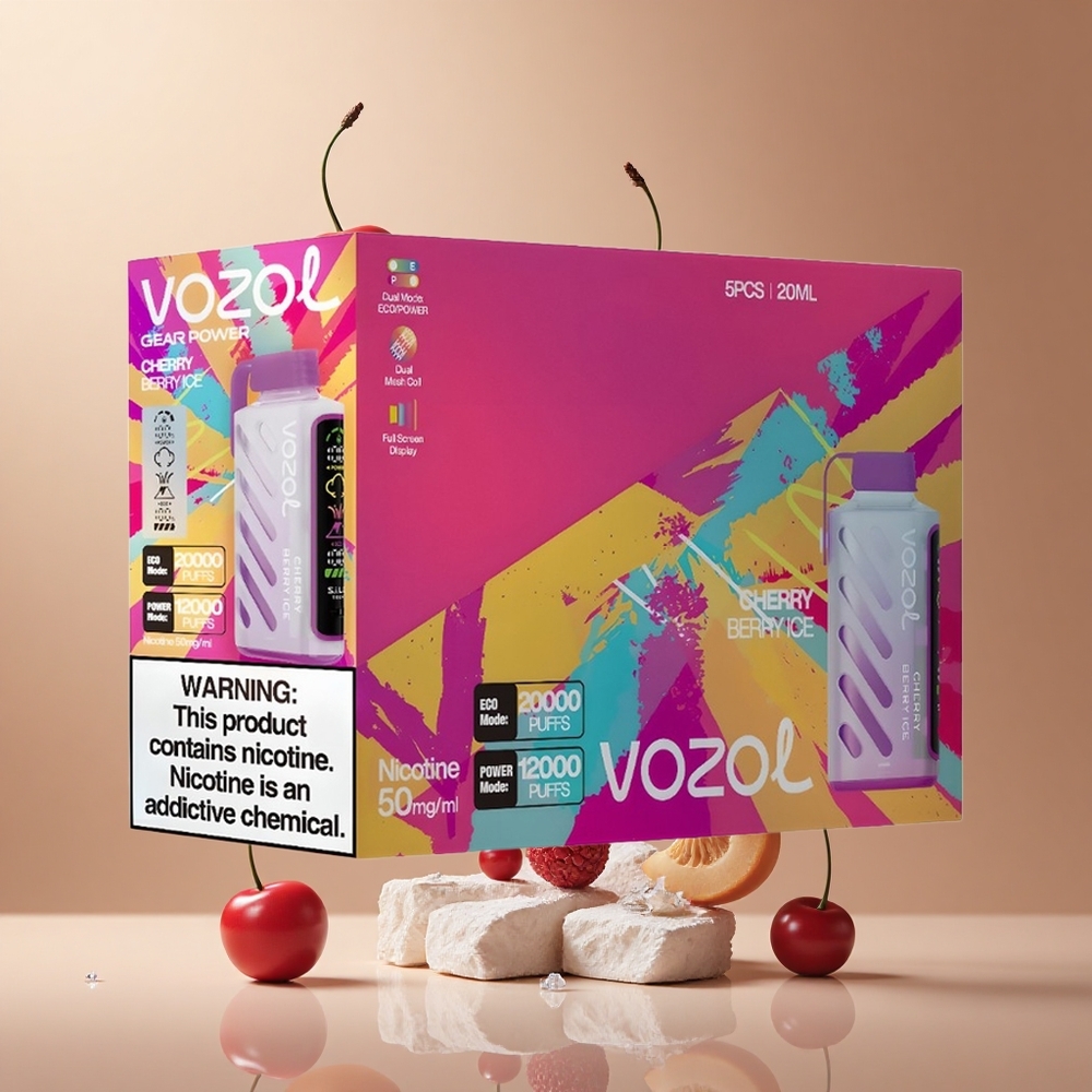 VOZOL Gear Power 20000 Pufuri Capsula Dual Mesh Coil Afișaj Full Screen Coacăză-Cireșă Gheață Romania wholesale