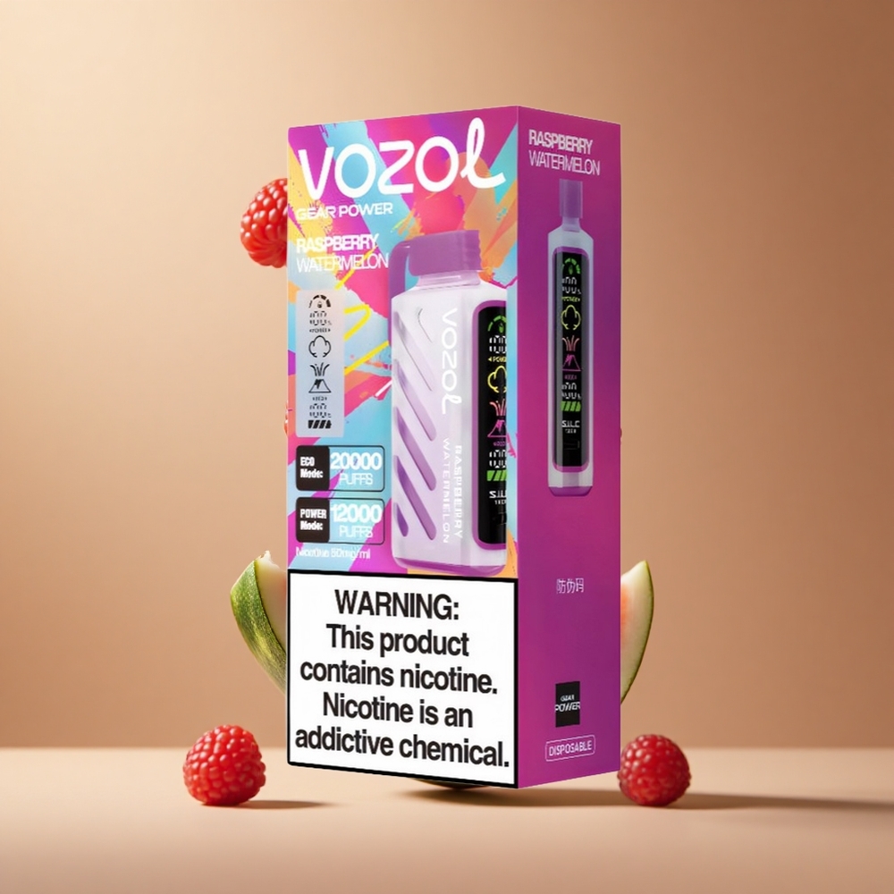 VOZOL Gear Power 20000 Pufuri Zmeură Pepene Verde Dual Mesh Coil 20mL Romania wholesale