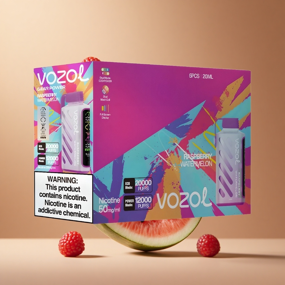 VOZOL Gear Power 20000 Pufuri Zmeură Pepene Verde Dual Mesh Coil 20mL Romania wholesale