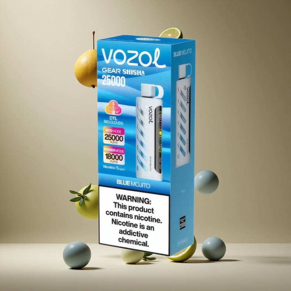 VOZOL Gear Shisha 25000 Pufuri 30 Arome Delicioase Dual Mesh Dual Modes Blue Mojito Romania wholesale