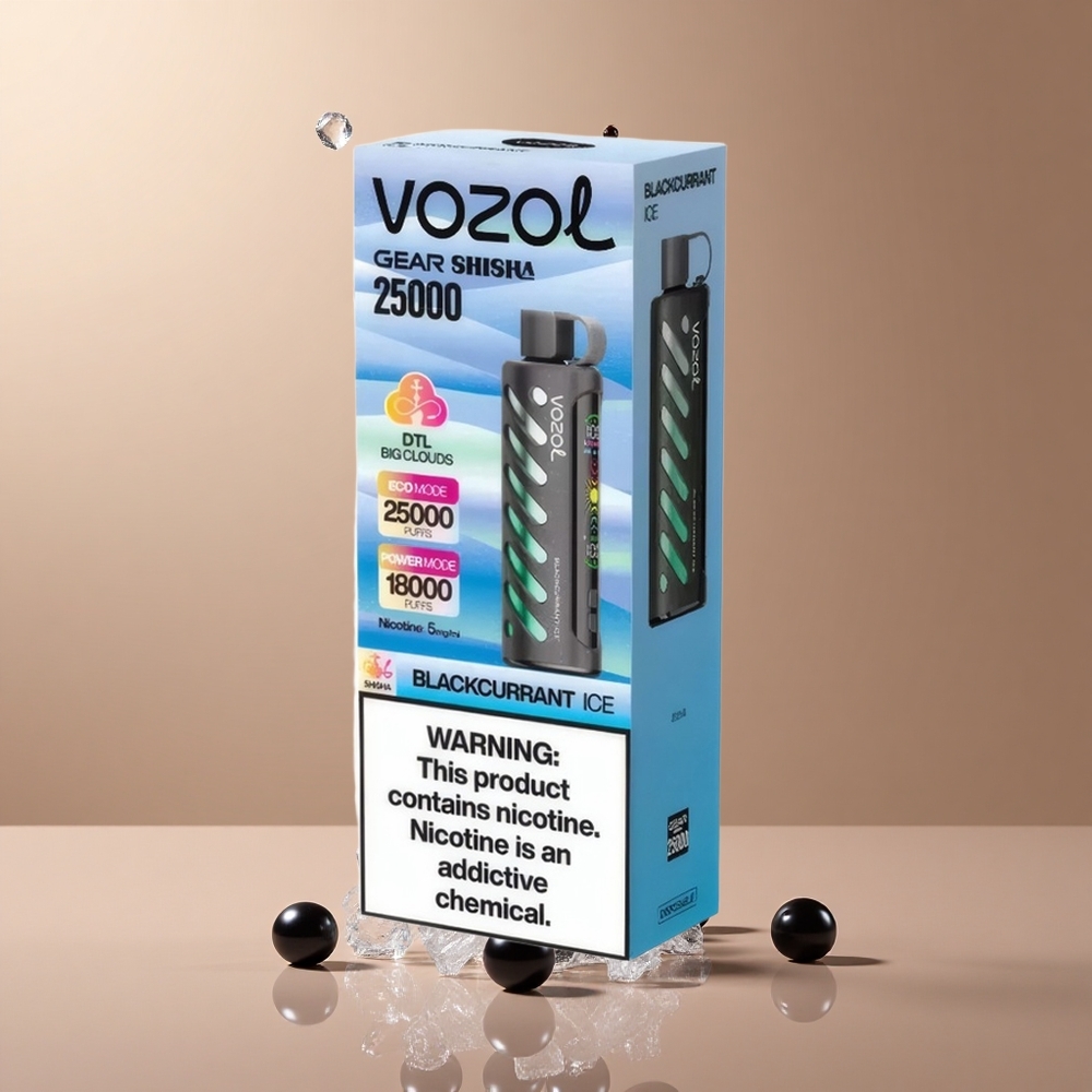 VOZOL Gear Shisha 25000 Pufuri Aroma Zmeură Neagră Cu Gheață Tehnologie S.i.L.C Tech Baterie 1000mAh Romania wholesale