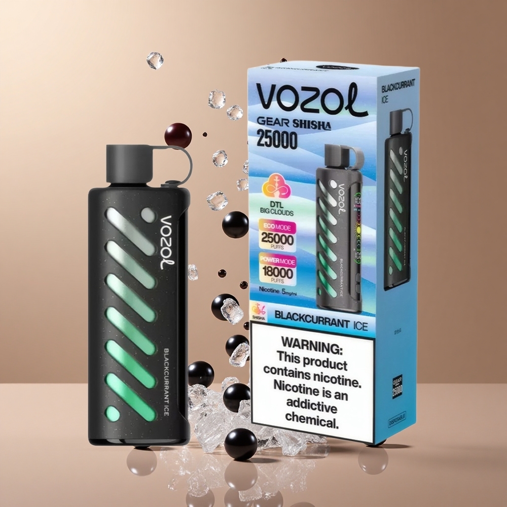 VOZOL Gear Shisha 25000 Pufuri Aroma Zmeură Neagră Cu Gheață Tehnologie S.i.L.C Tech Baterie 1000mAh Romania wholesale